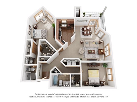 Floor plan for 2 beds, 2 baths, 1200 sqft
